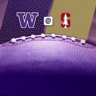 Football with UW and Stanford logos