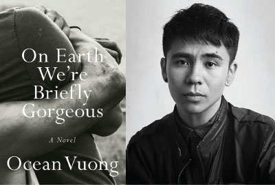 Cover of "on Earth we're briefly gorgeous" with a portrait of the author