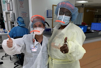 Nurses wearing protective equipment 