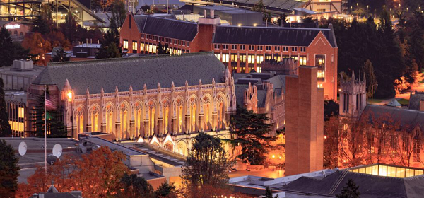 UW Campus at night