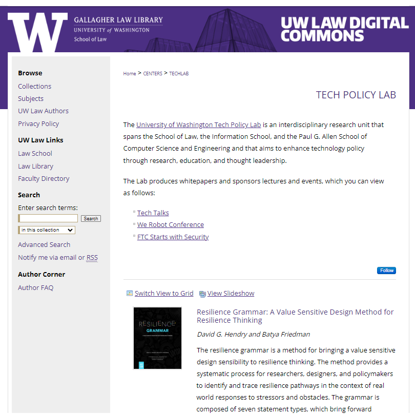 UW digital commons screenshot