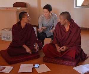 Laura Specker Sullivan teaching monastics in India