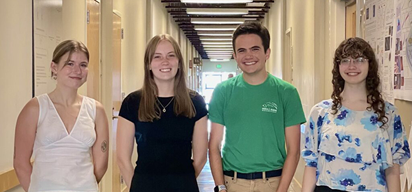 Summer Research Prize winners, Sophia Watts, Maggie Vickers, Giovanni Gollotti, and Felix Knowlton.