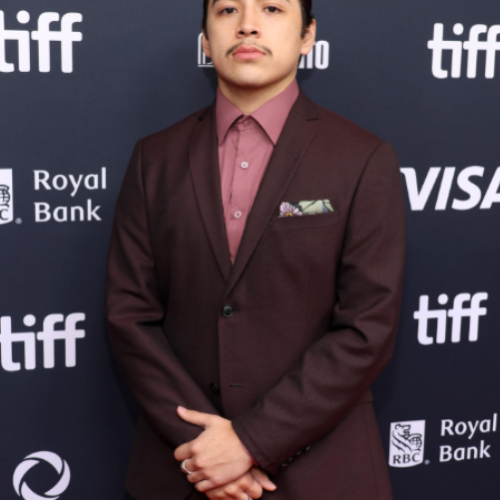 Devin Sampson-Craig in a suit at the Toronto International film festival
