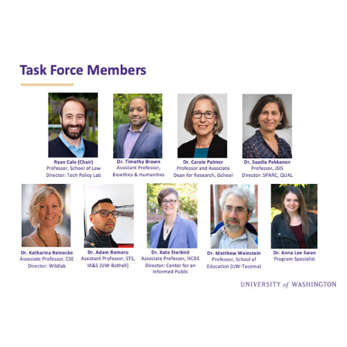 Faces of the eight faculty members in a Task Force.